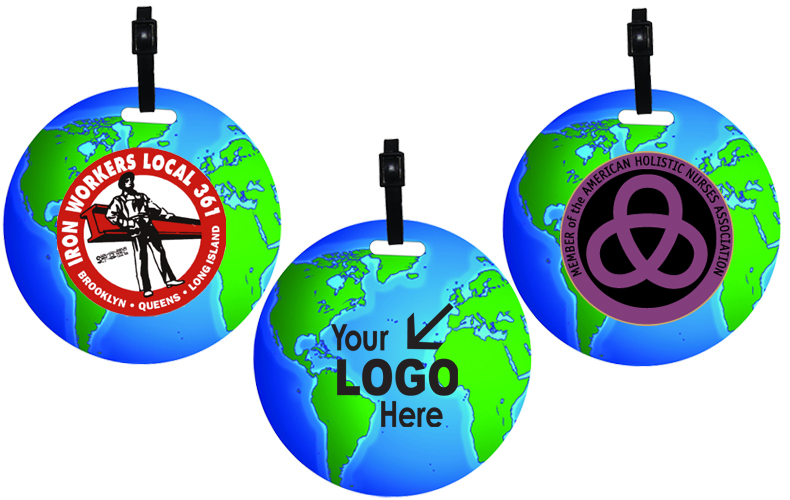 Stock Mini Globe Luggage Bag Tag with Printed ID Panel Stock Mini Globe Luggage Bag Tag with Printed ID Panel
